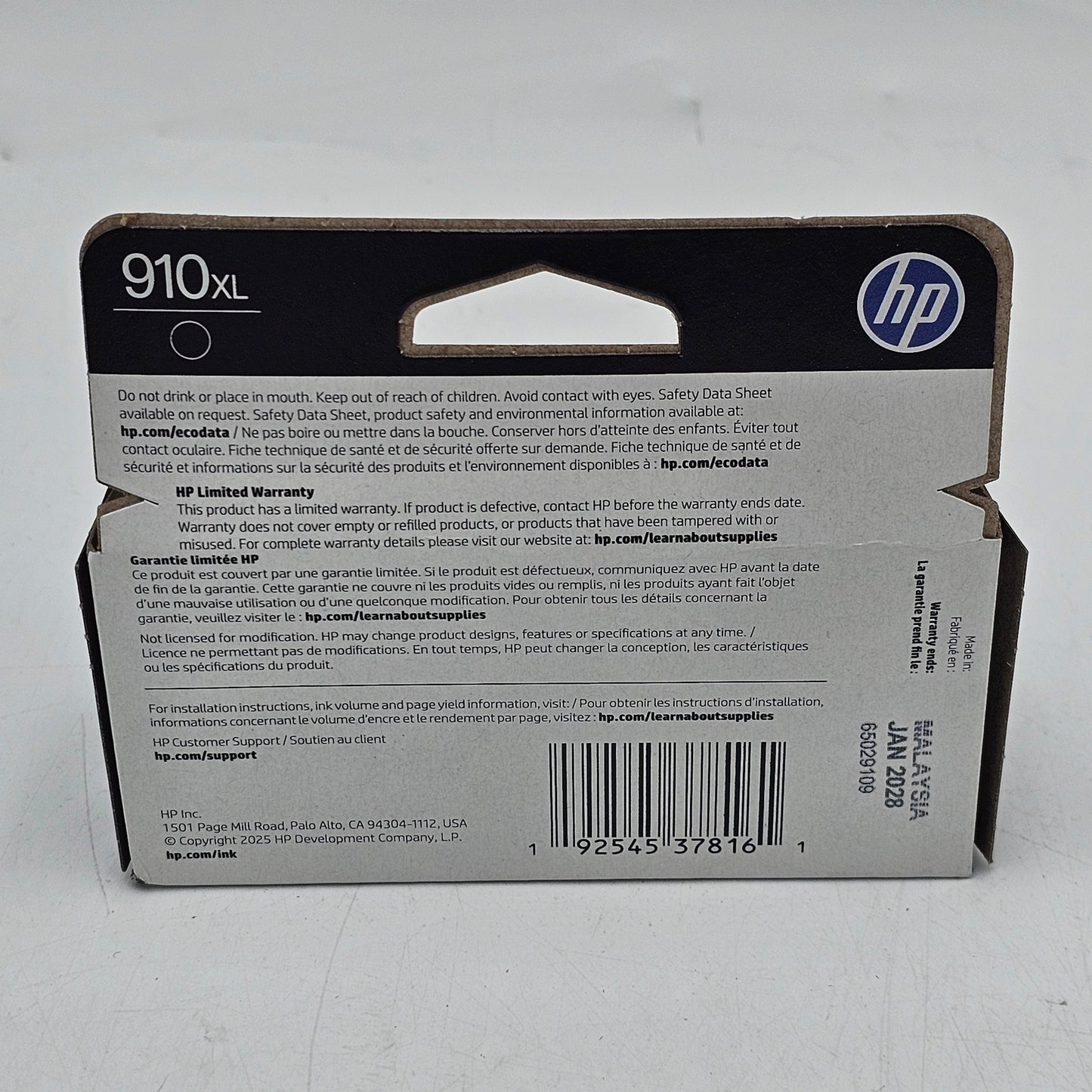 New HP 910XL Black Ink Cartridge