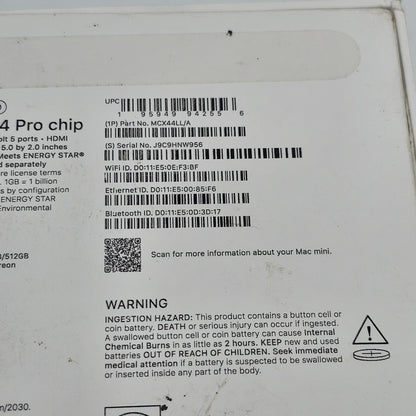 2024 Apple Mac Mini M4 Pro 4.5GHz 24GB RAM 512GB SSD Silver MCX44LL/A