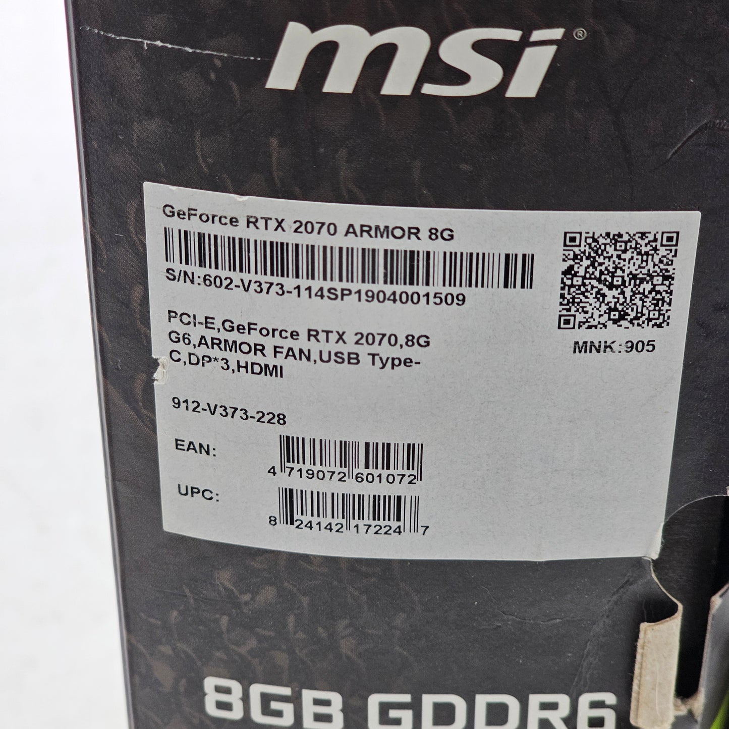 New MSI ARMOR GEFORCE RTX 2070 GDDR6 Graphics Card