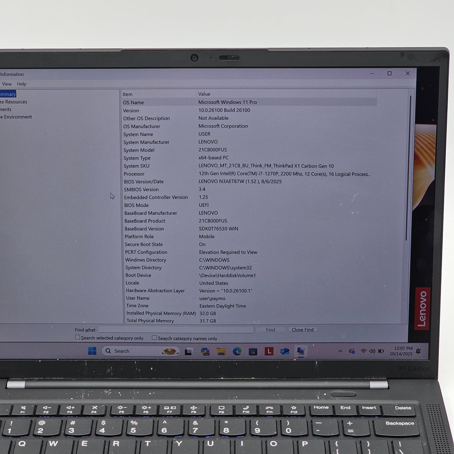 Lenovo ThinkPad X1 CARBON GEN 10 14" i7-1280P 1.8GHz 32GB RAM 1TB SSD