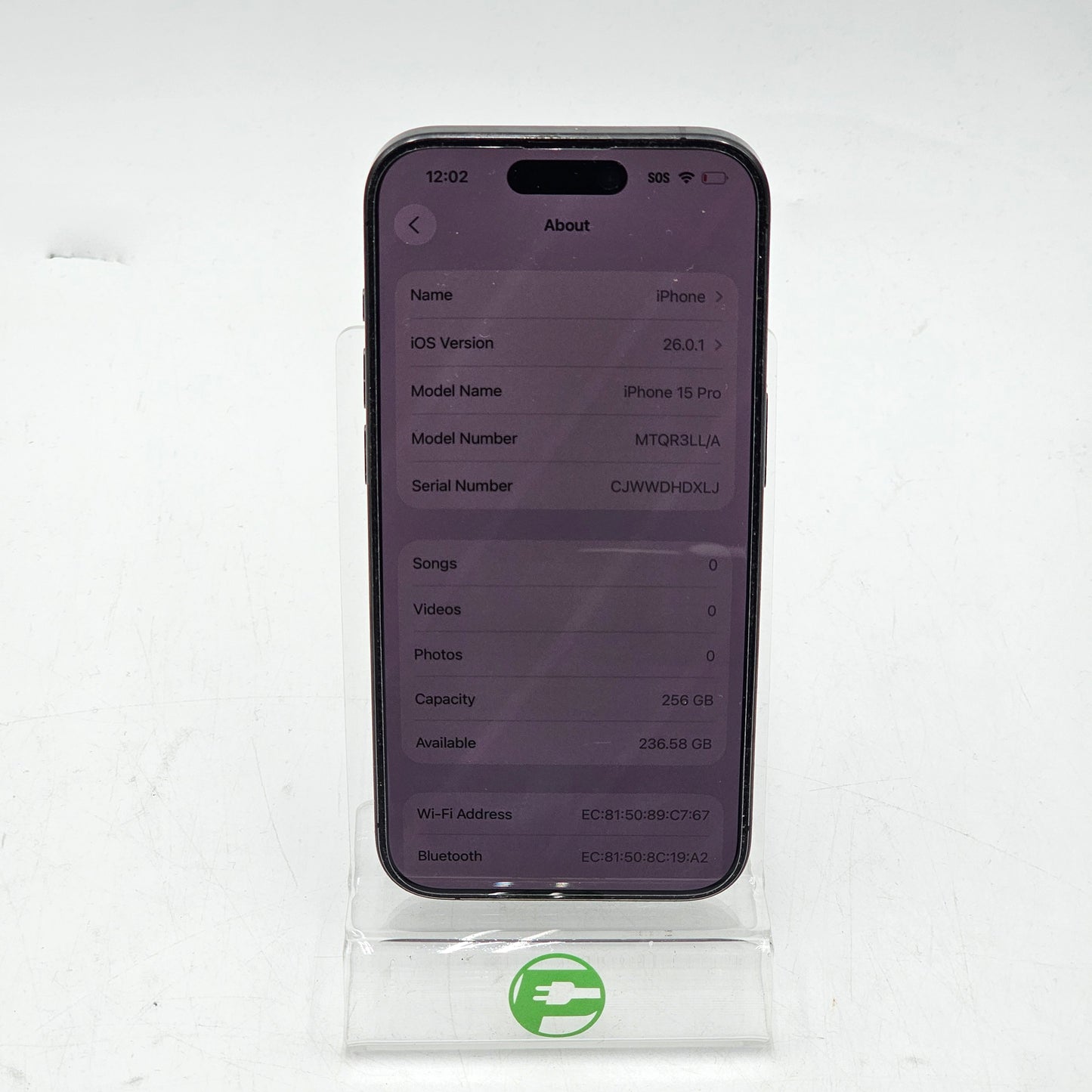 Unlocked Apple iPhone 15 Pro 256GB Black MTQR3LL/A