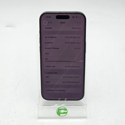 Unlocked Apple iPhone 15 Pro 256GB Black MTQR3LL/A