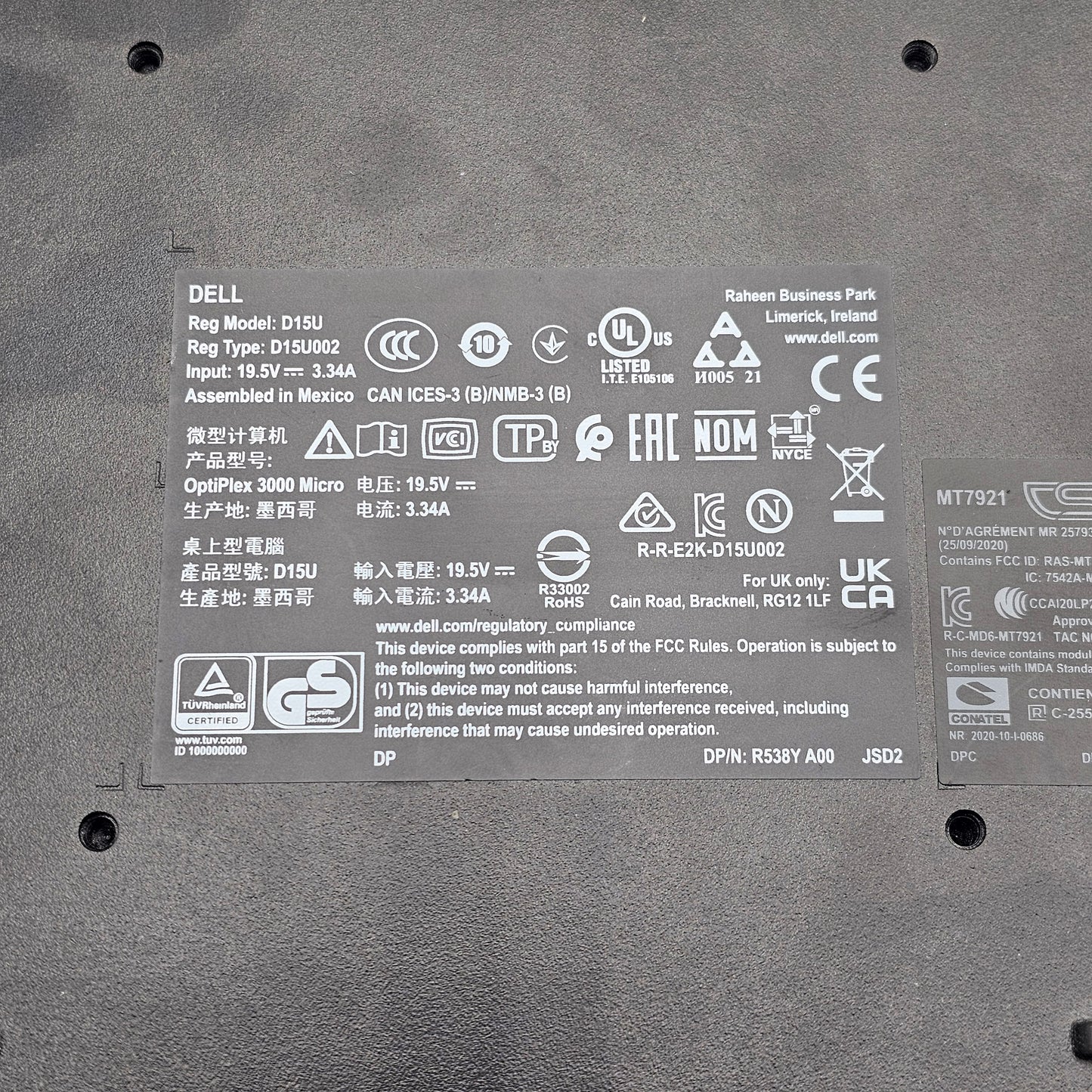 Dell OptiPlex 3000 Micro GT4TJ i5-12500T 2.0GHz 16GB RAM 512GB SSD