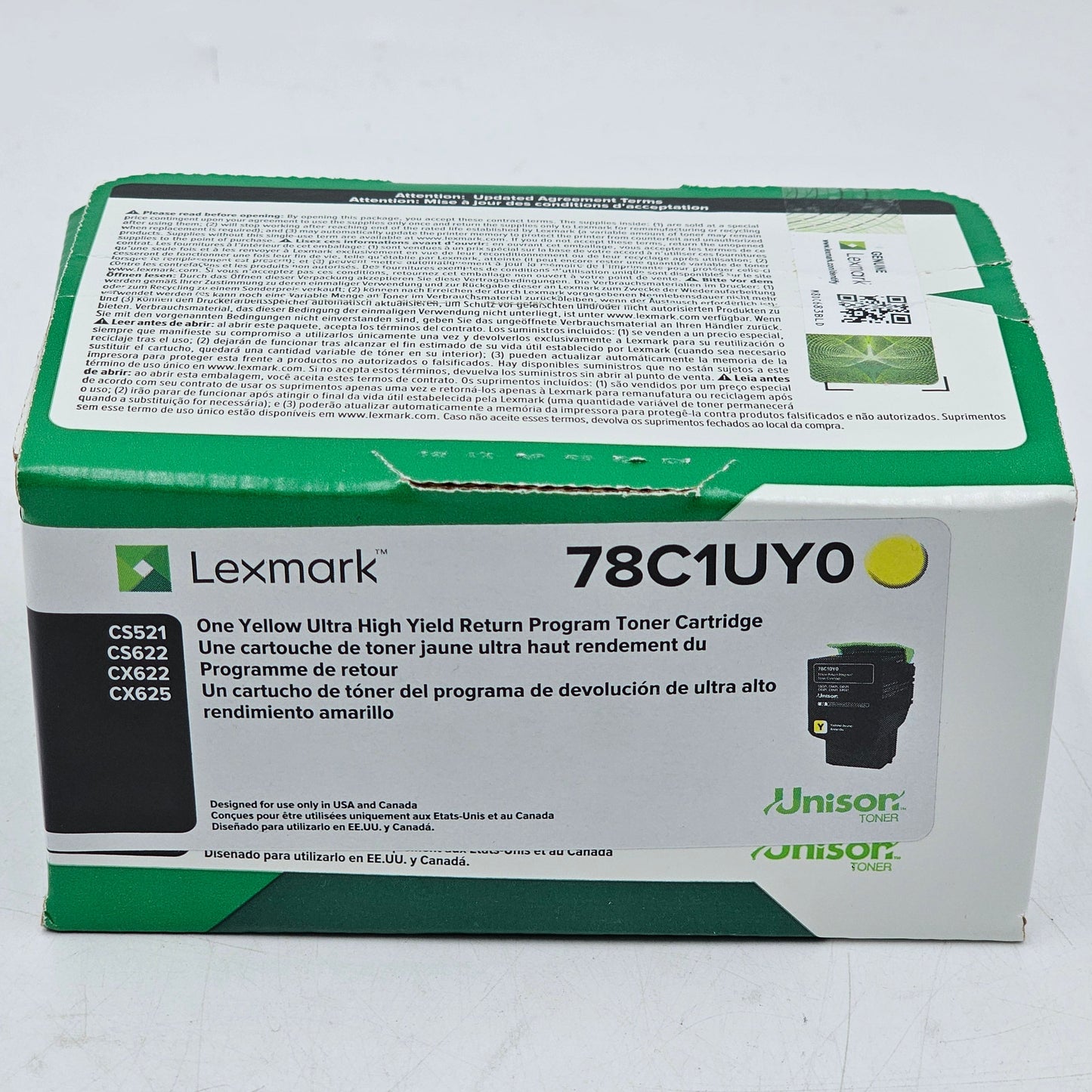 New Lexmark 78C1UY0 Yellow Toner Cartridge