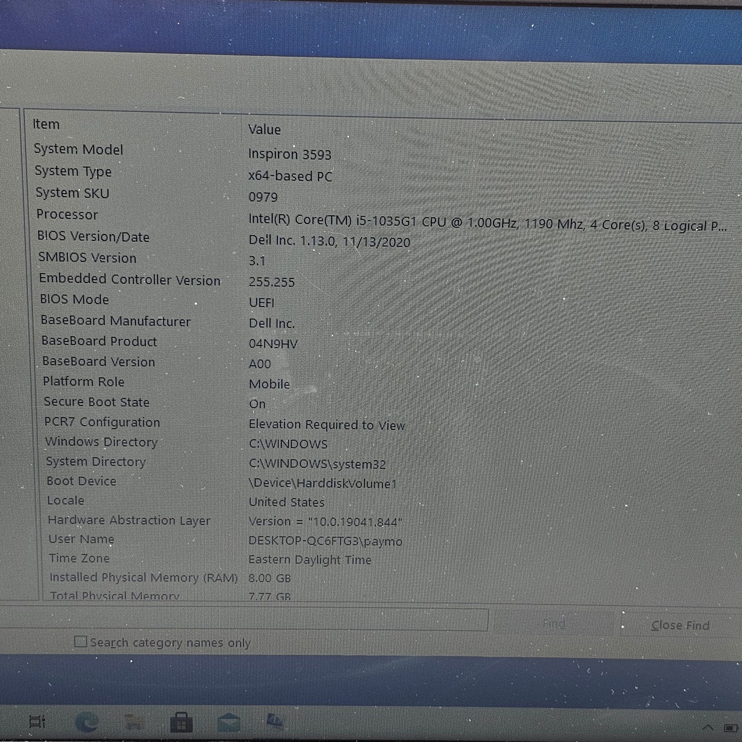 Dell Inspiron 3000 15.6" i5-1035G1 1.0GHz 8GB RAM 1TB HDD