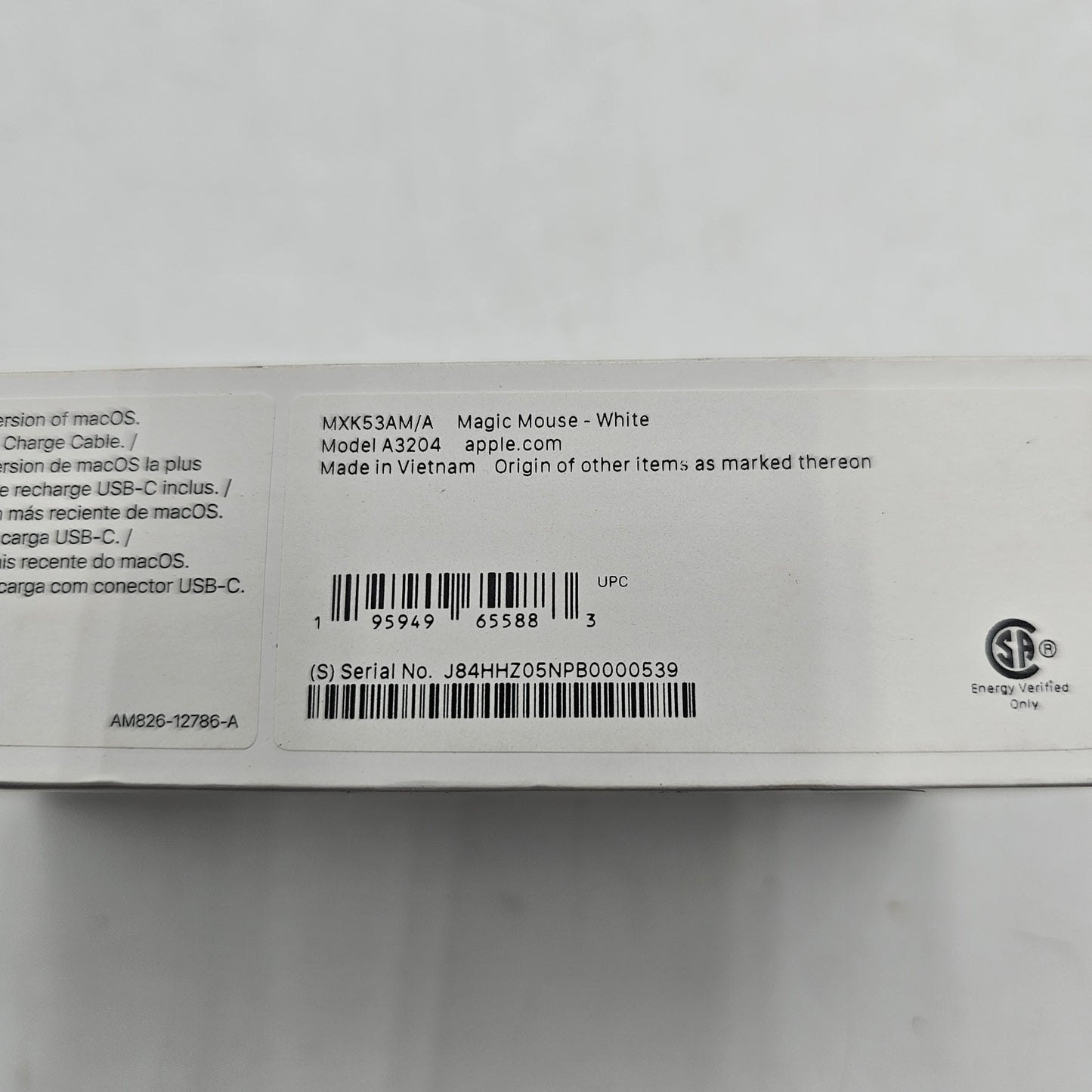 New Apple Magic Mouse A3204 White