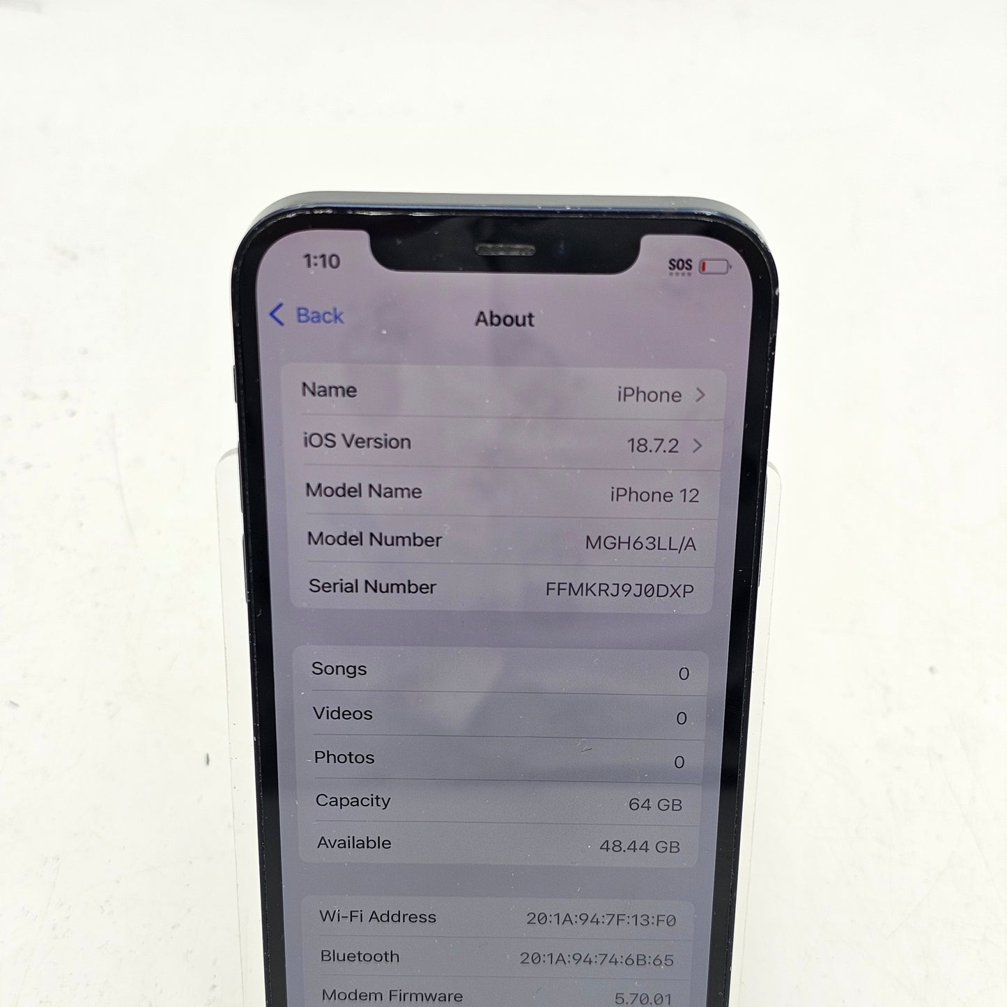 Factory Unlocked Apple iPhone 12 64GB Black MGH63LL/A