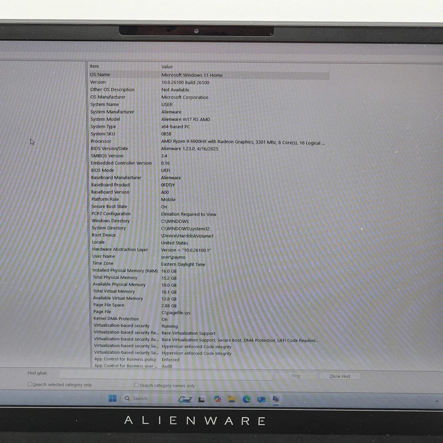 Alienware M17 17.3" Ryzen 9 6900HX 3.3GHz 16GB 1TB SSD AMD Radeon RX 6850M XT